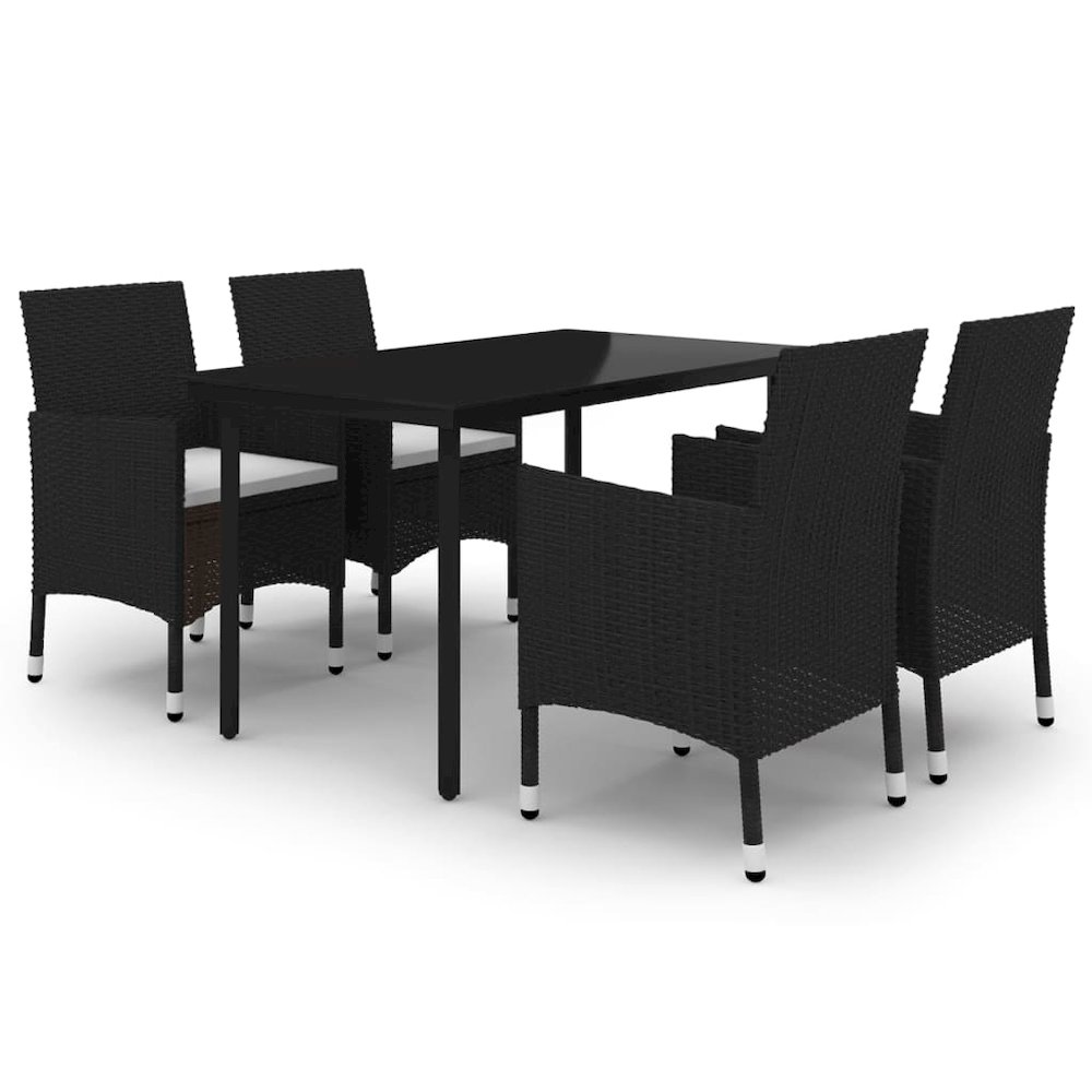 Garden Dining Set Black PE rattan Medium Durable. Picture 2