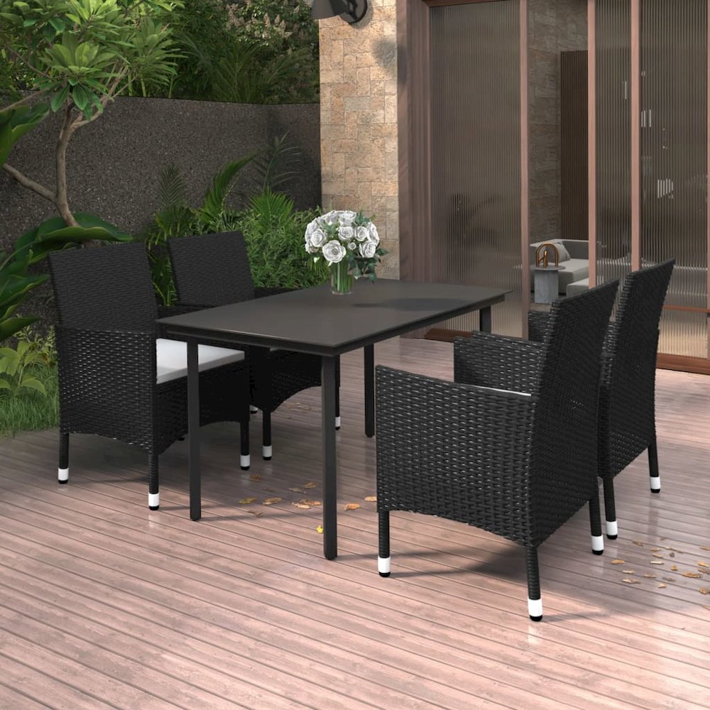 Garden Dining Set Black PE rattan Medium Durable. Picture 1