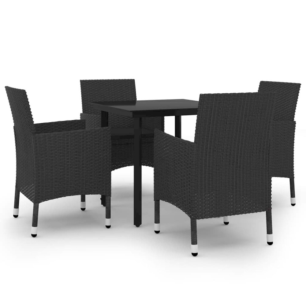 Garden Dining Set Black PE Rattan, Steel, Glass Standard Durable. Picture 2