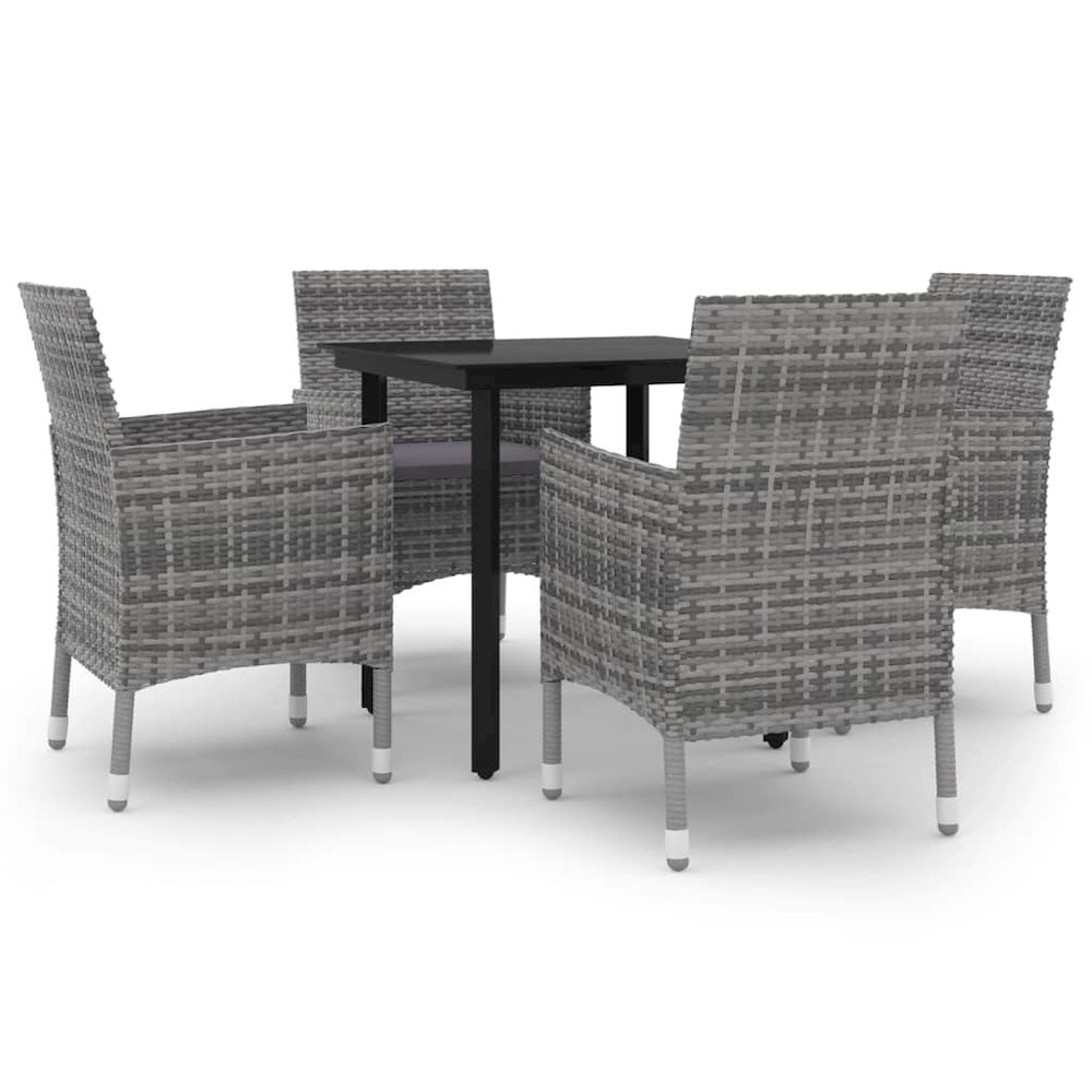 Garden Dining Set Grey PE rattan 5 Piece Durable. Picture 2