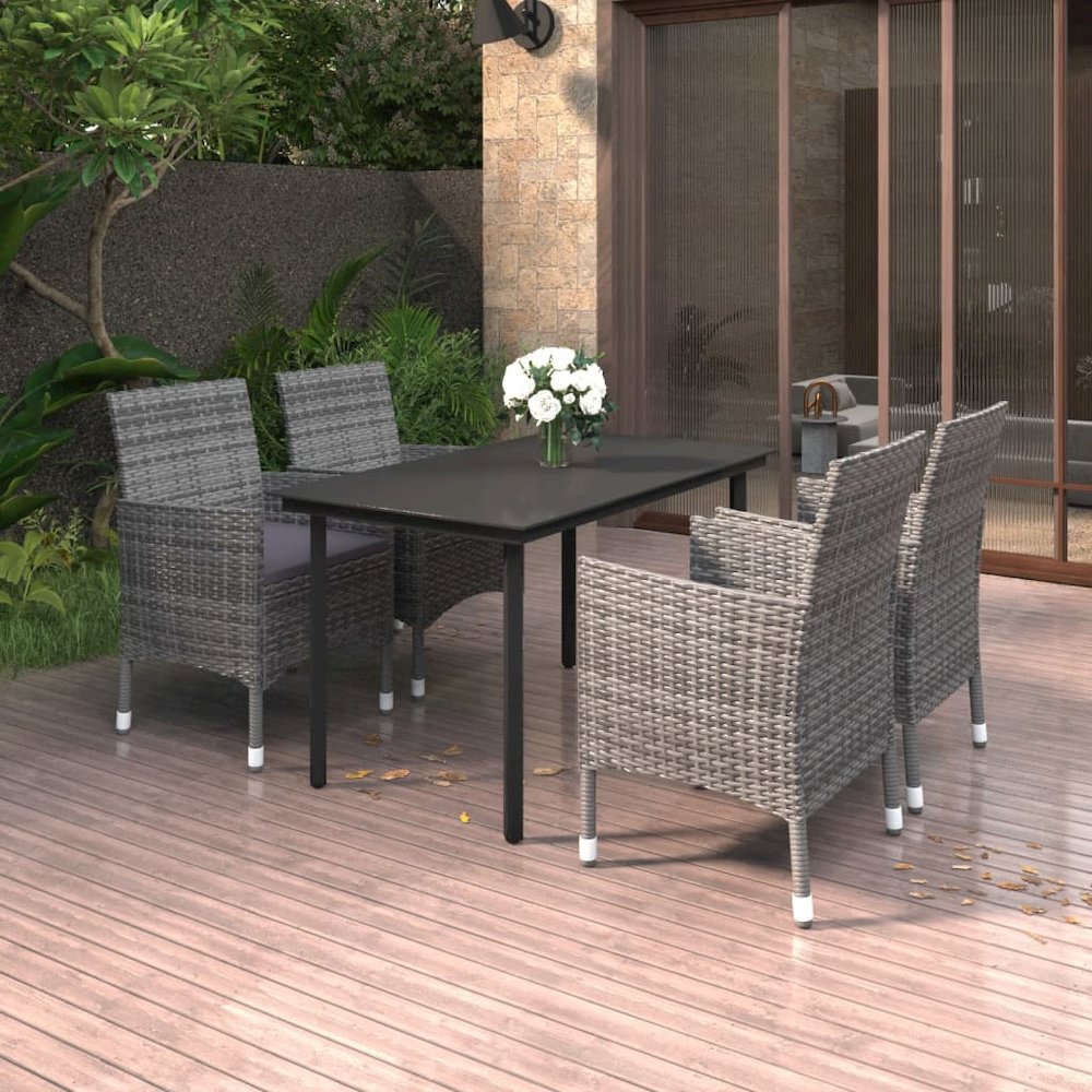 Garden Dining Set Grey, Dark Grey, Black. Picture 1