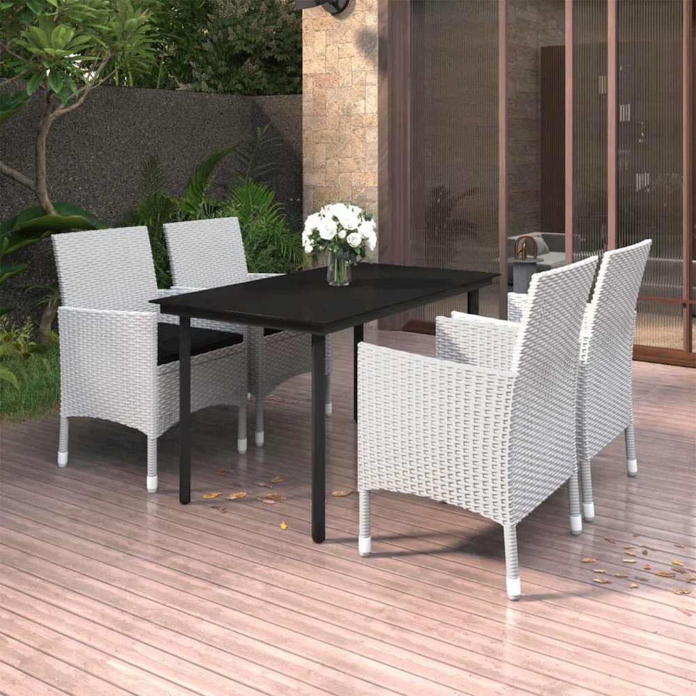 Garden Dining Set White PE rattan Medium Durable. Picture 1