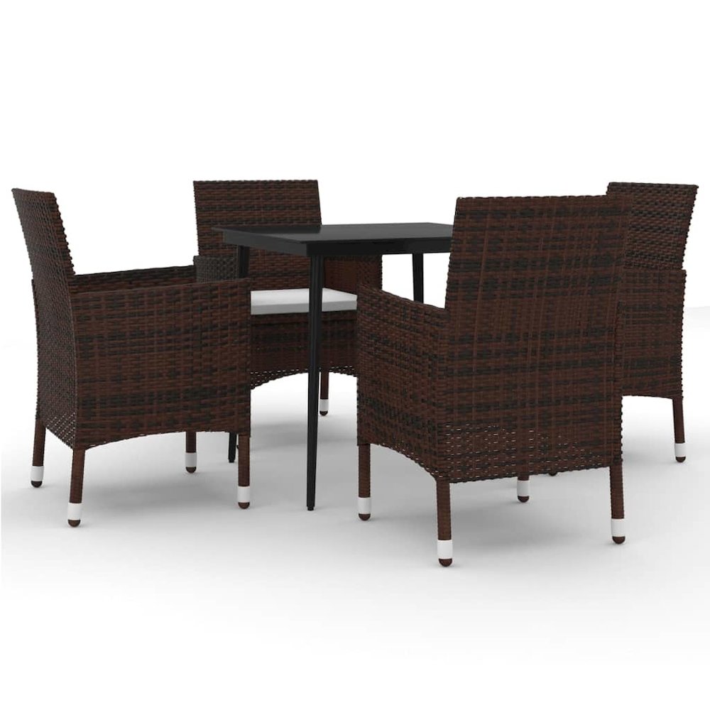 Garden Dining Set Brown PE Rattan Medium Seats Many. Picture 2