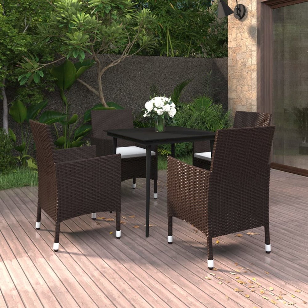Garden Dining Set Brown PE Rattan Medium Seats Many. Picture 1