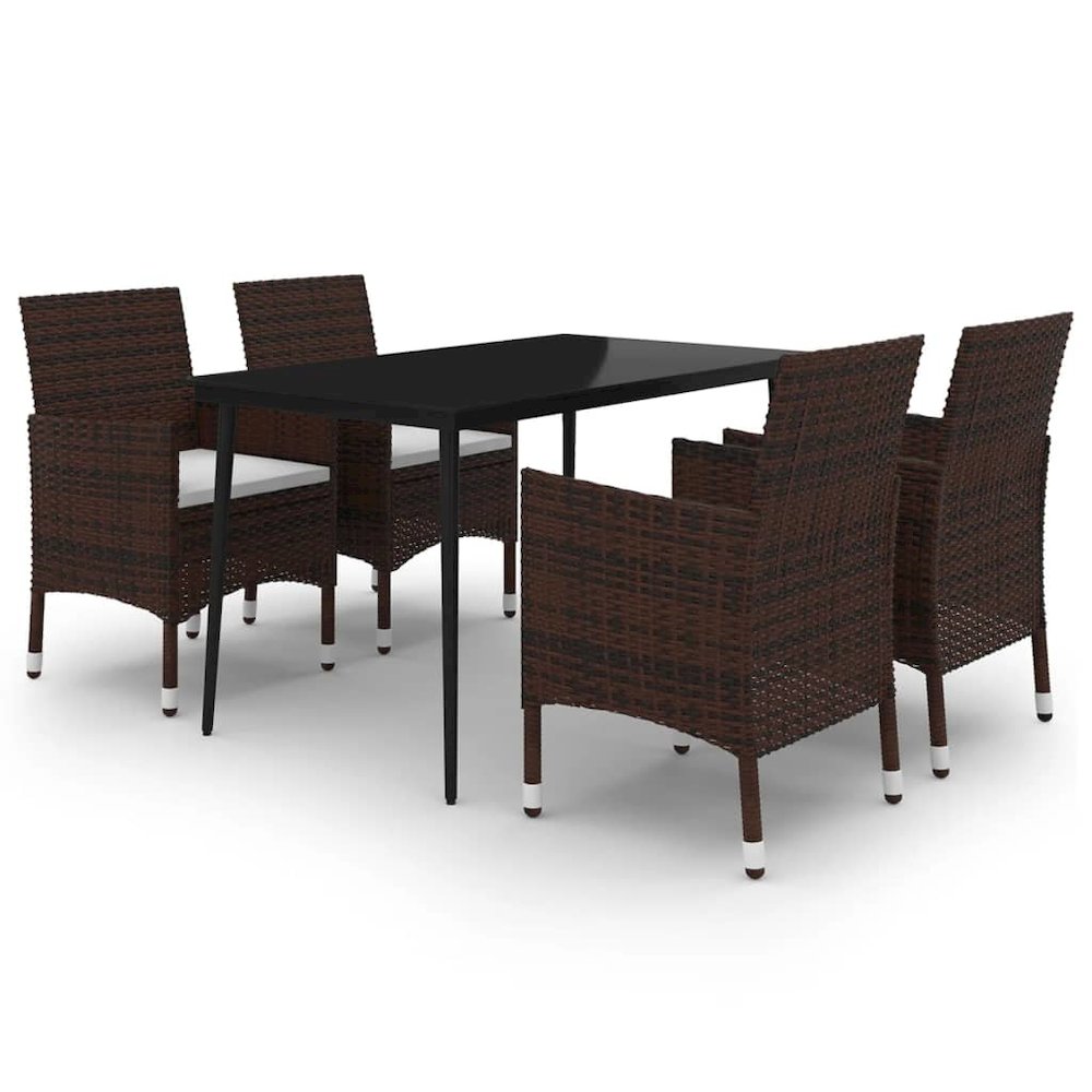 Garden Dining Set Brown PE rattan 5 Piece Set. Picture 2