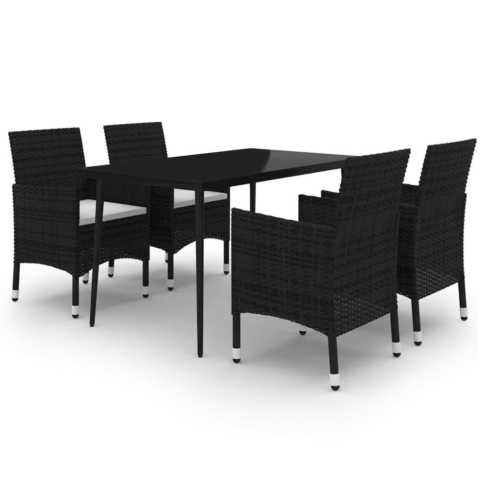 Garden Dining Set Black PE rattan Medium Tough. Picture 2