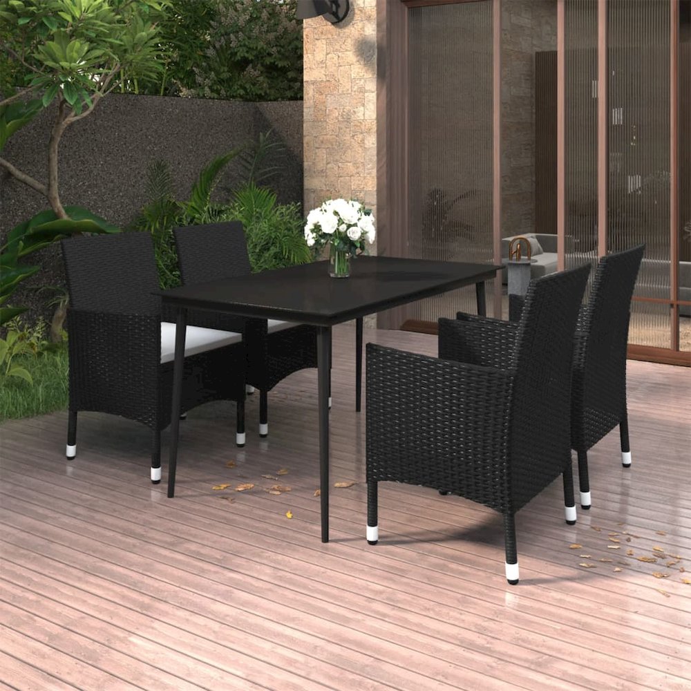 Garden Dining Set Black PE rattan Medium Tough. Picture 1