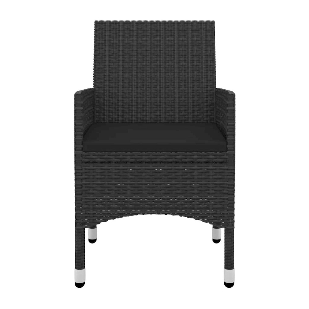 Garden Dining Set Black PE rattan, steel, glass Garden Dining Set. Picture 4