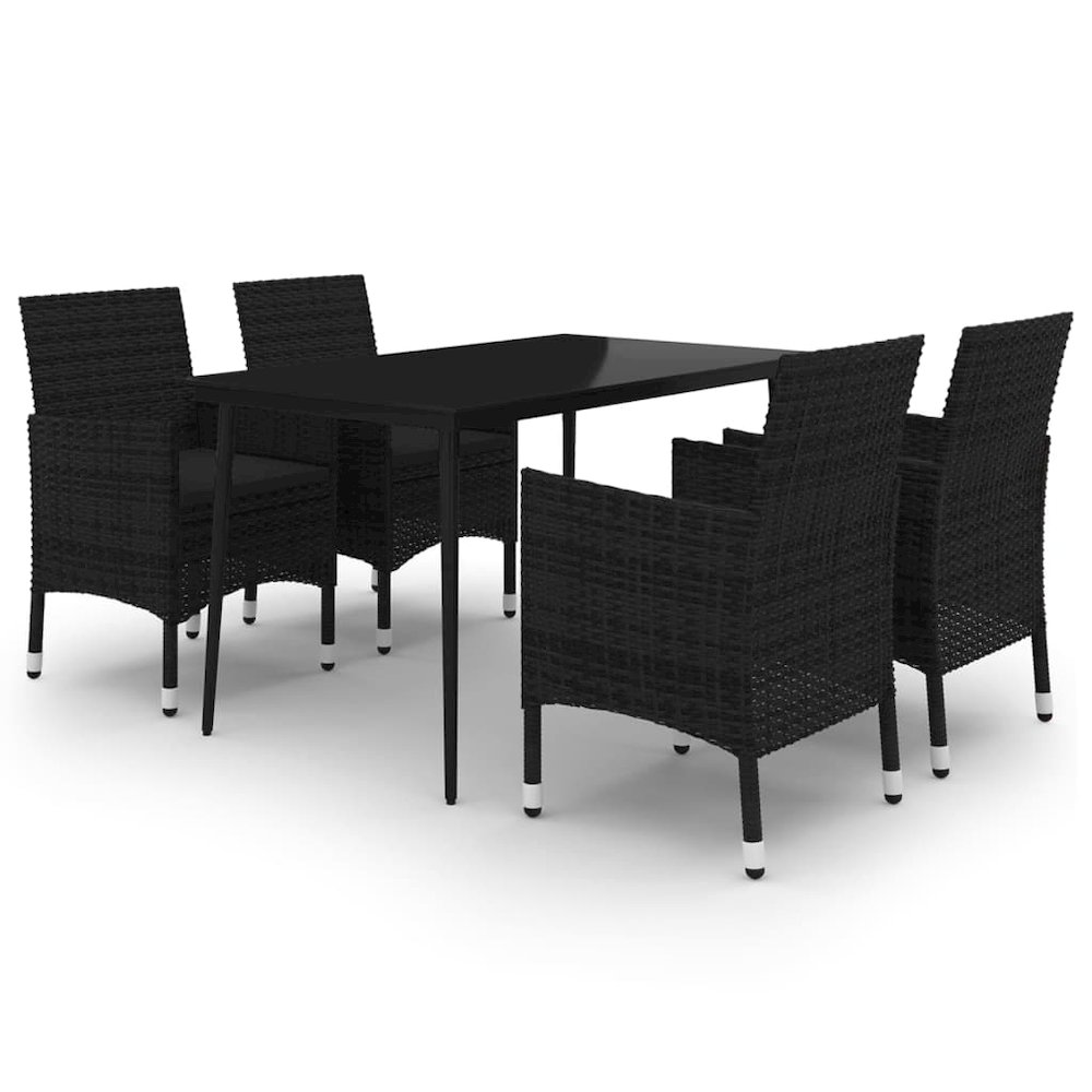 Garden Dining Set Black PE rattan, Steel, Glass Medium Seats Many. Picture 2