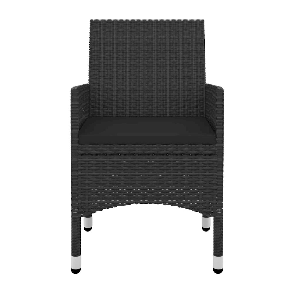 Garden Dining Set Black PE rattan, Steel, Glass Medium Seats Many. Picture 4