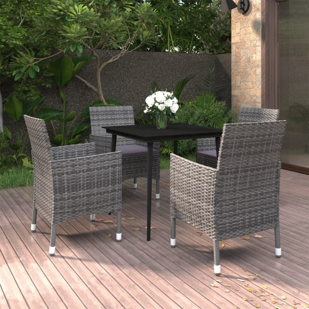 Garden Dining Set Grey, Dark Grey, Black. Picture 1