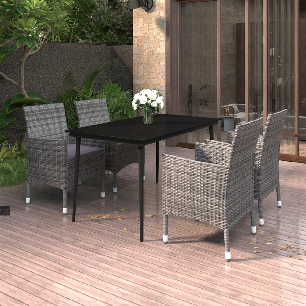Garden Dining Set Grey PE rattan Large Suitable for Many. Picture 1