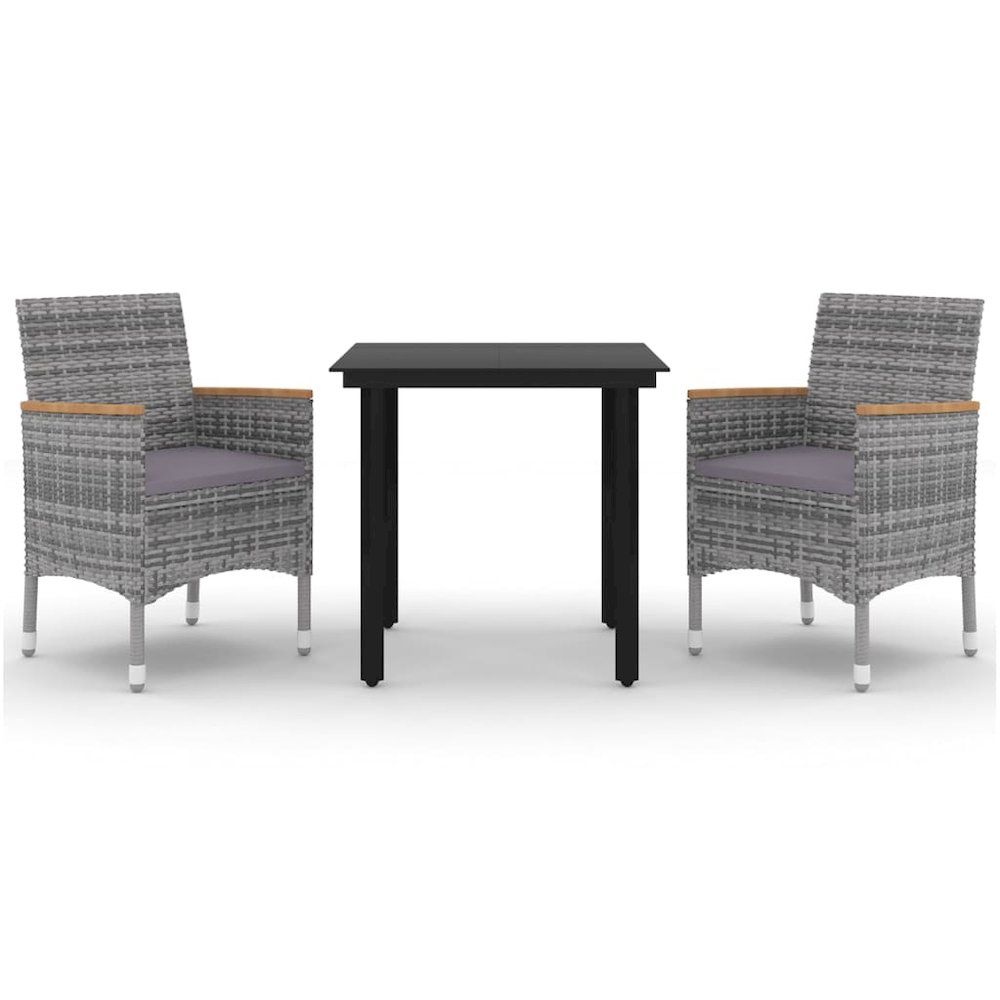 Garden Dining Set Poly rattan: Grey. Picture 2