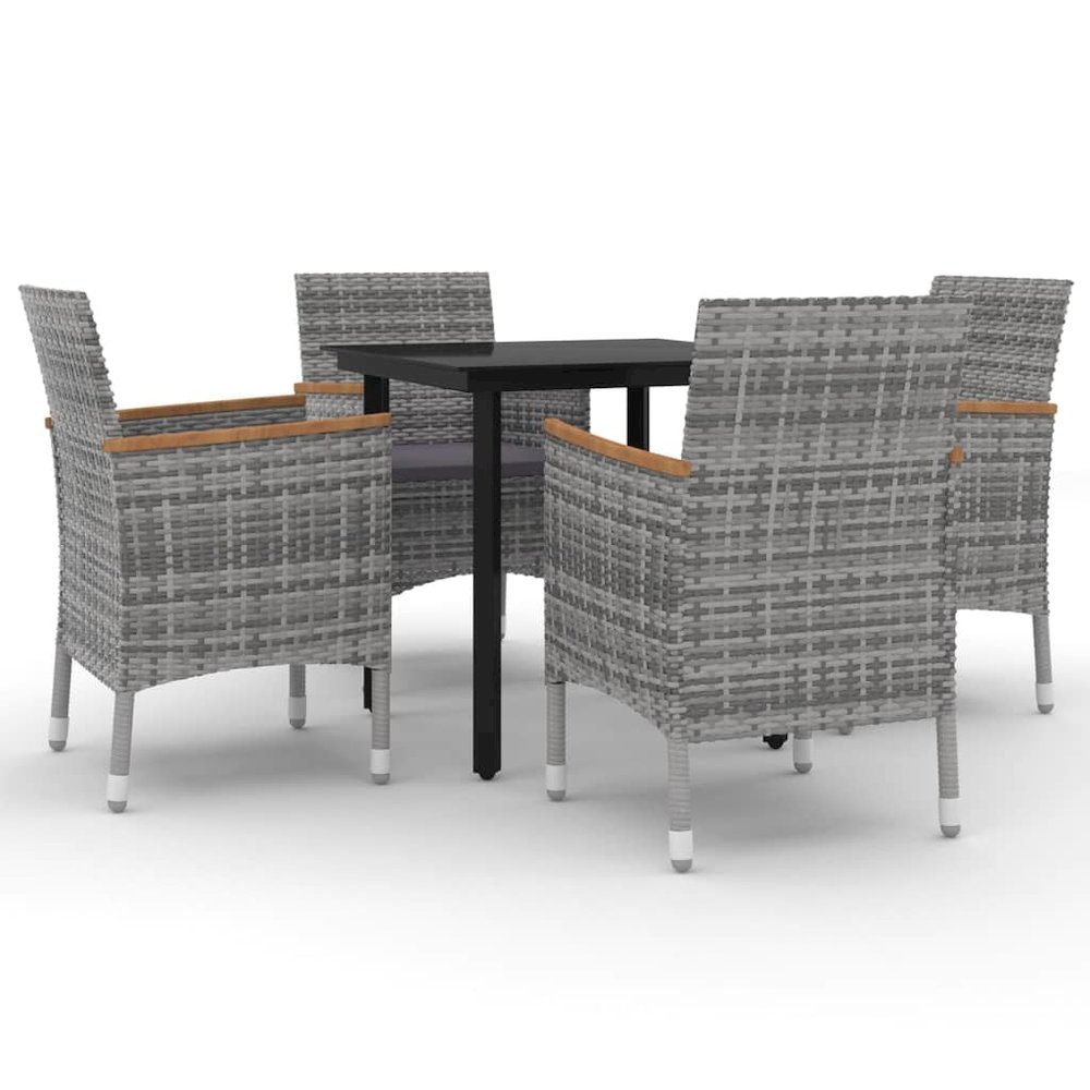 Garden Dining Set Grey PE rattan 5 Piece Set Garden Dining Set. Picture 2