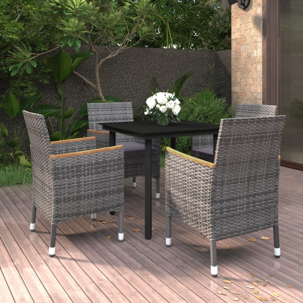 Garden Dining Set Grey PE rattan 5 Piece Set Garden Dining Set. Picture 1