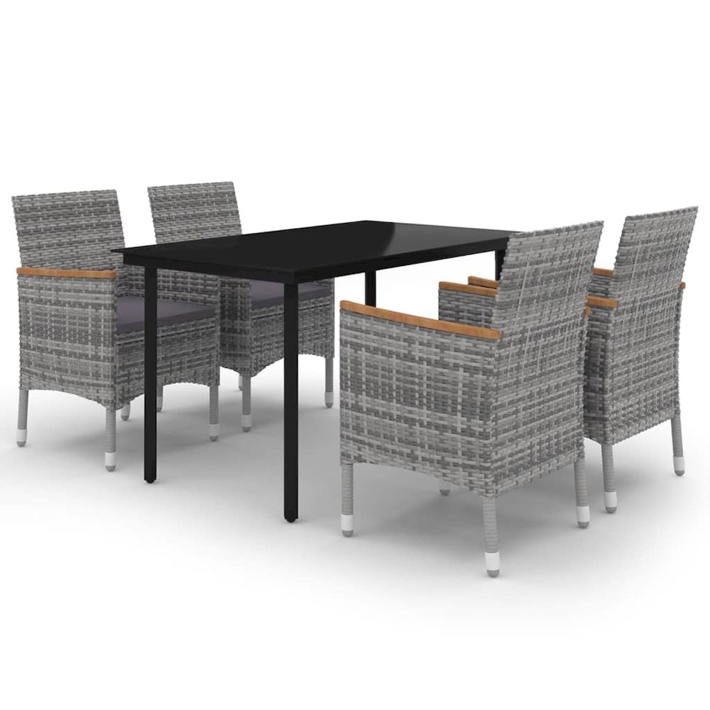 Garden Dining Set Grey PE Rattan Medium Waterproof materials. Picture 2