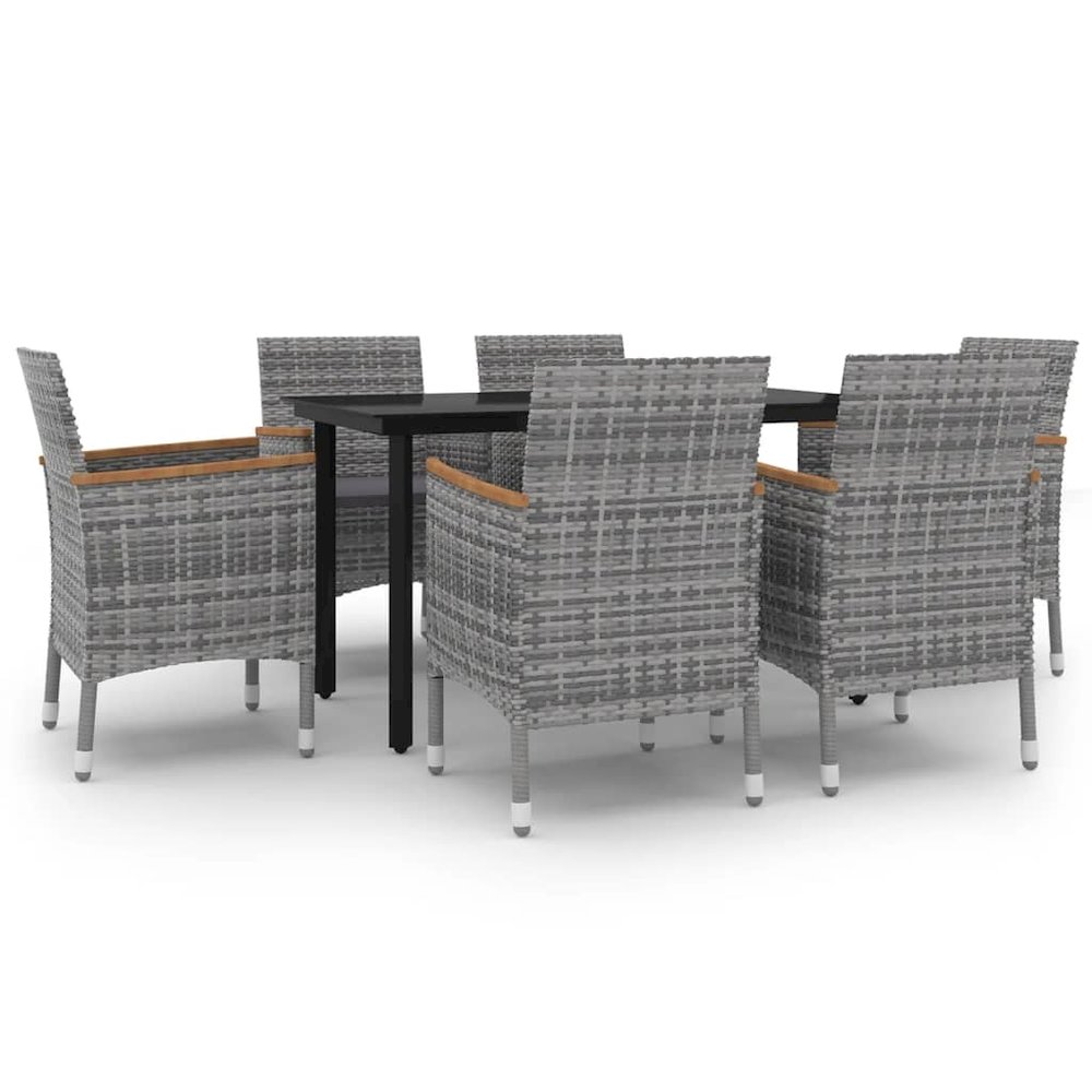 Garden Dining Set Table: Black, Chairs: Grey, Cushions: Dark Grey. Picture 2