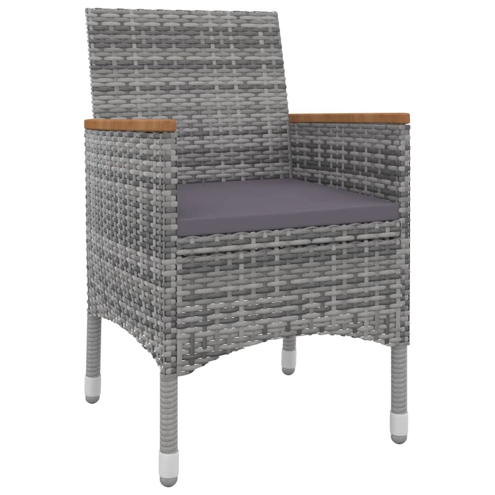 Garden Dining Set Table: Black, Chairs: Grey, Cushions: Dark Grey. Picture 3