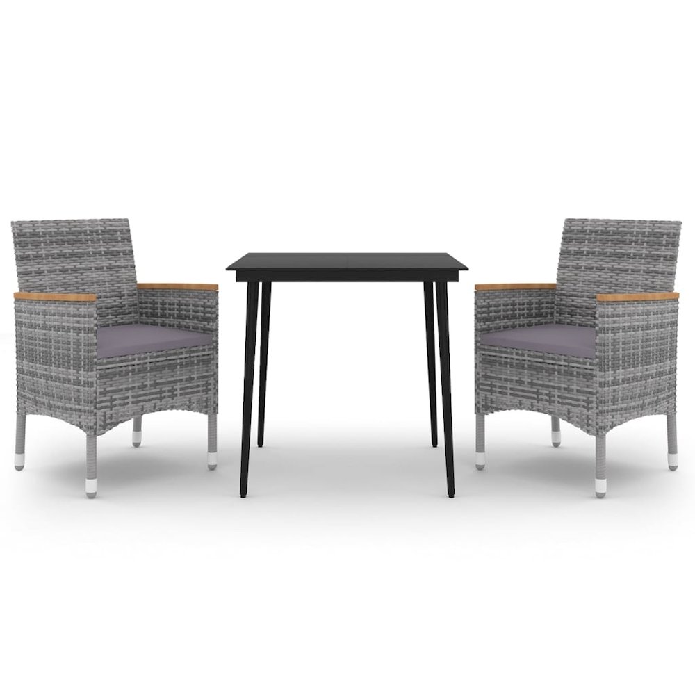 Garden Dining Set Grey PE Rattan Medium Durable. Picture 2