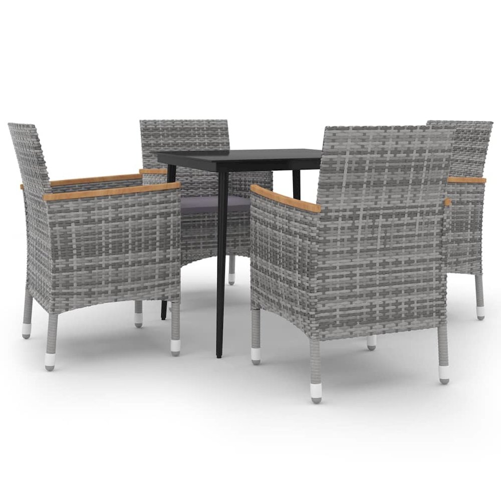 Garden Dining Set Grey PE Rattan Plenty of room for dining. Picture 2