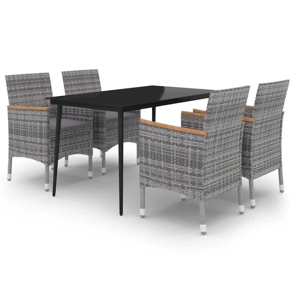 Garden Dining Set Grey, Dark grey, Black. Picture 2