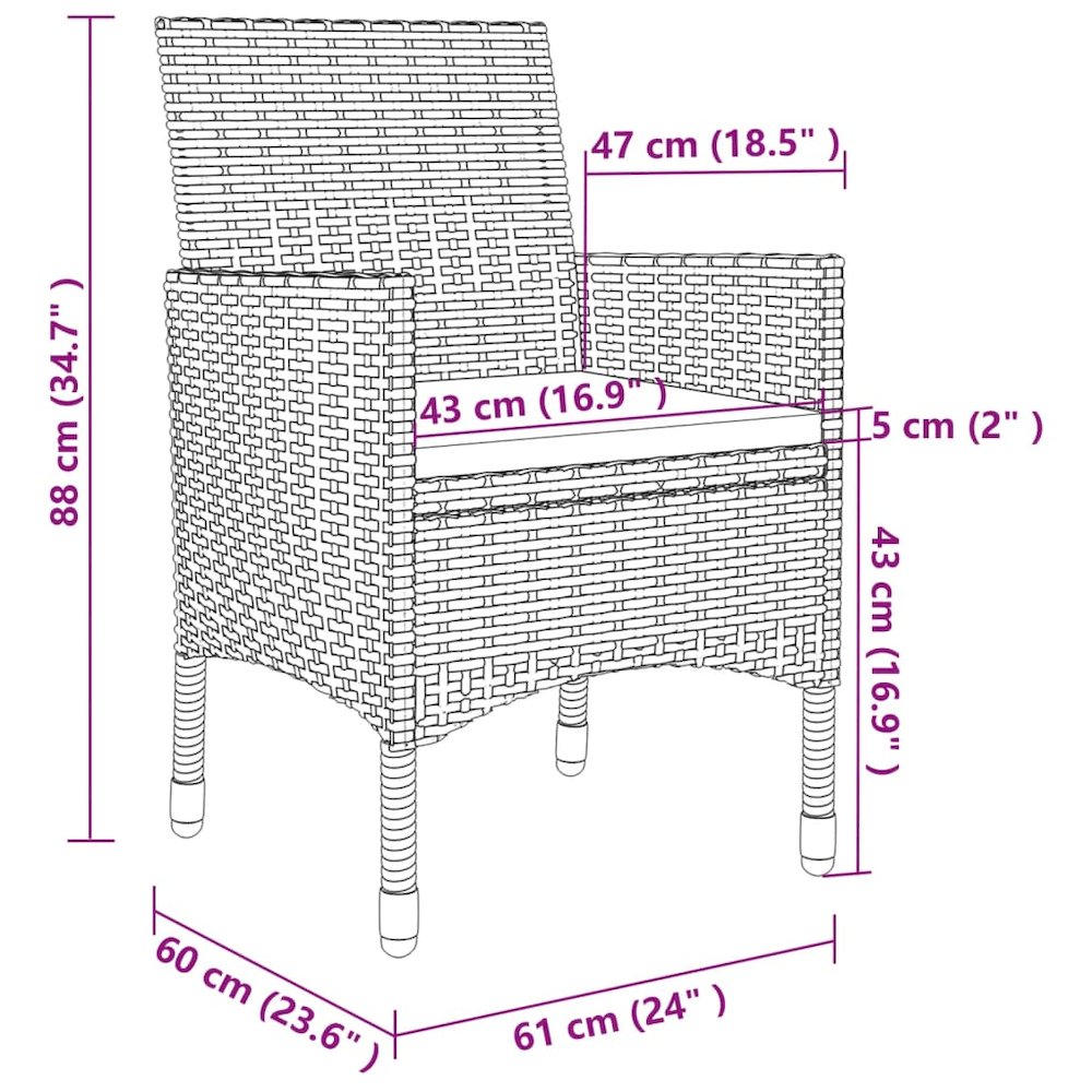 Garden Dining Set Grey, Dark grey, Black. Picture 8