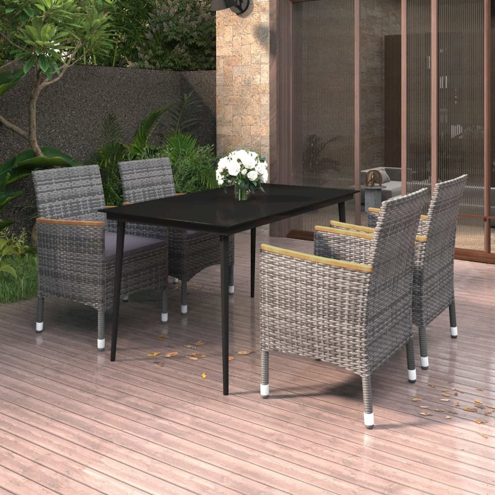 Garden Dining Set Grey, Dark grey, Black. Picture 1