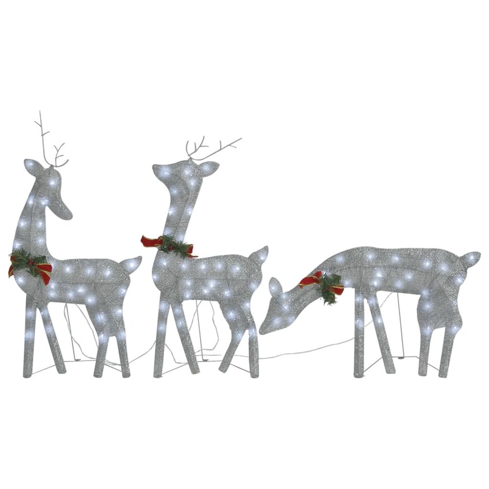 Christmas Reindeer Family Set of 3 Silver Fabric Large. Picture 2