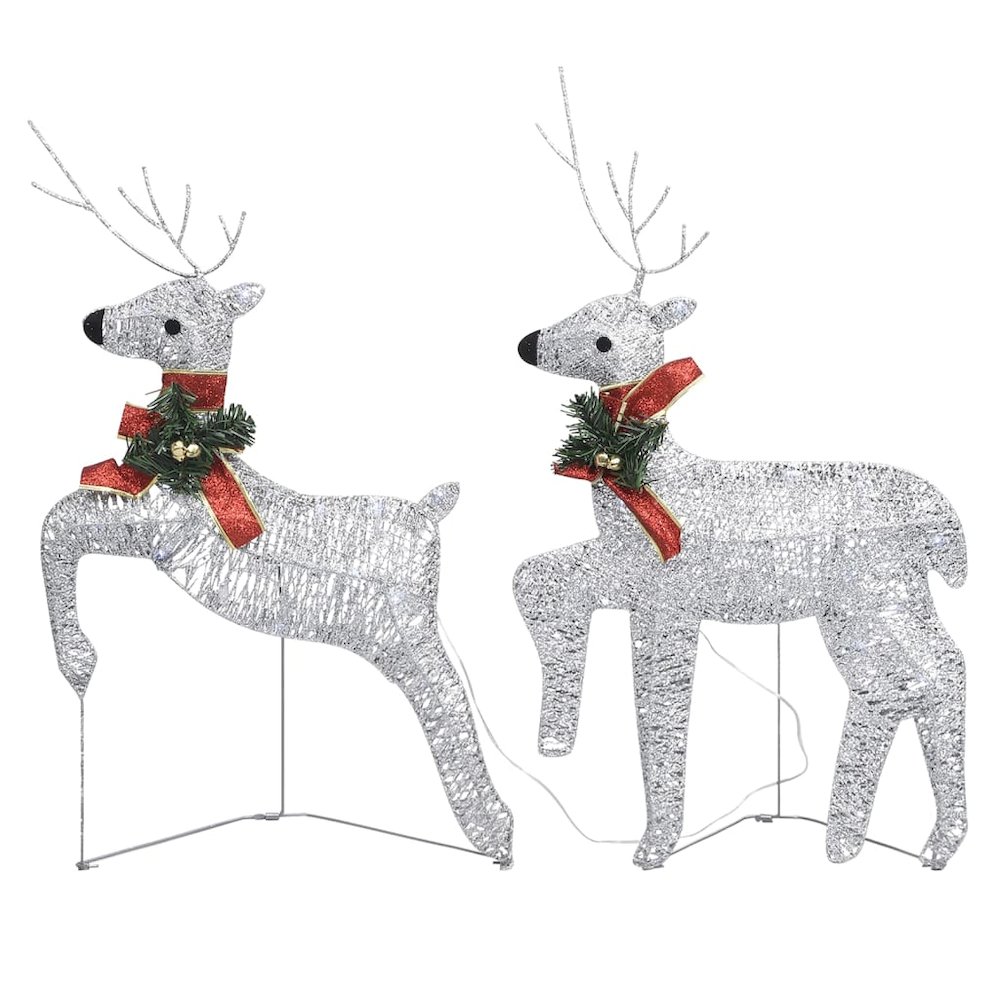 Christmas Reindeer Set of 2 Silver Mesh and Metal Medium. Picture 2