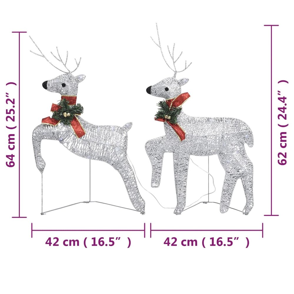 Christmas Reindeer Set of 2 Silver Mesh and Metal Medium. Picture 7