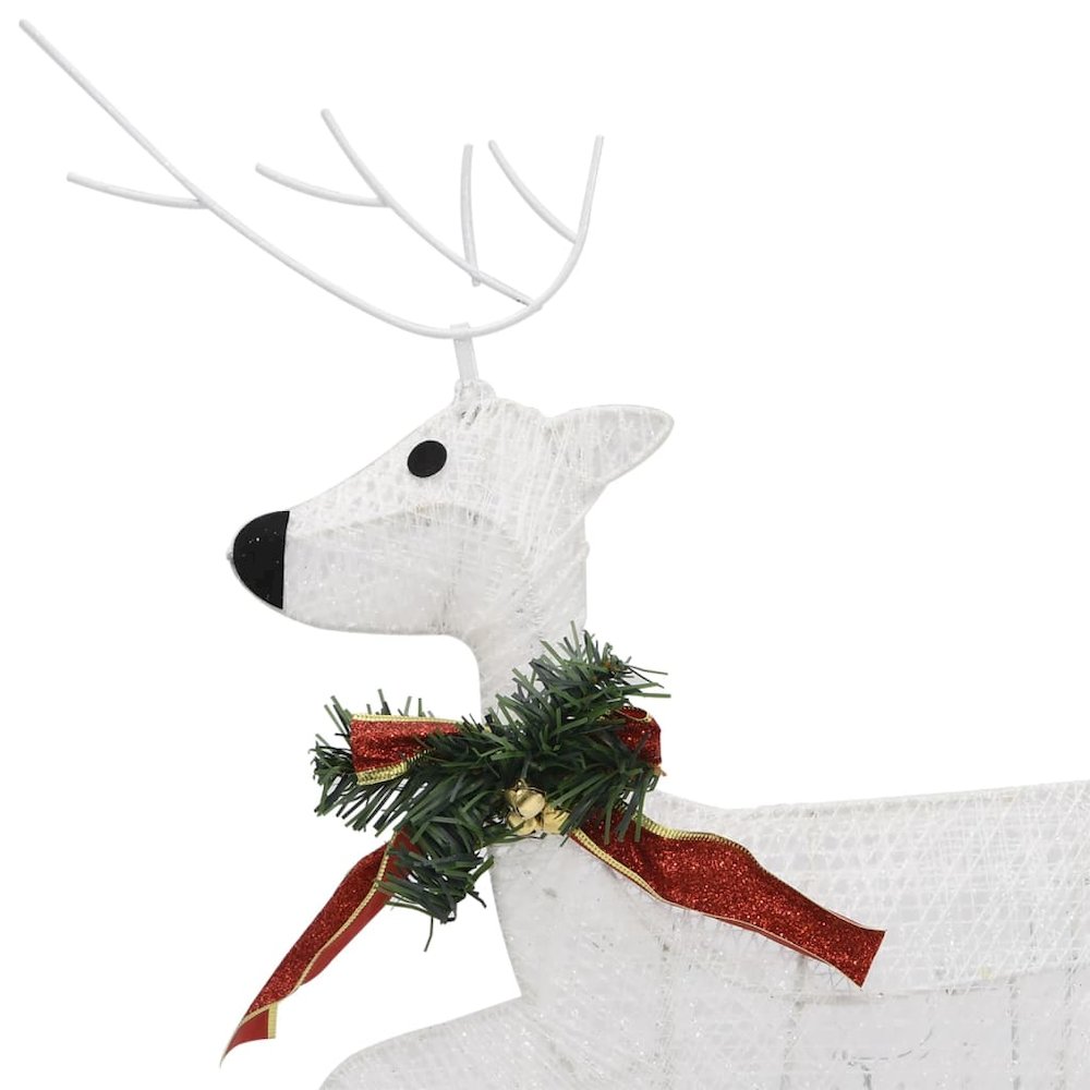 Christmas Reindeer Set of 2 White Mesh Medium Decorative Inlays. Picture 6