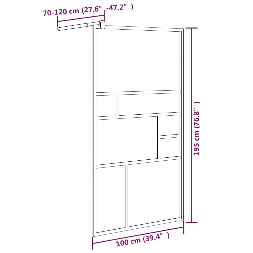 Walk-in Shower Wall 39.4"x76.8" ESG Glass White. Picture 7