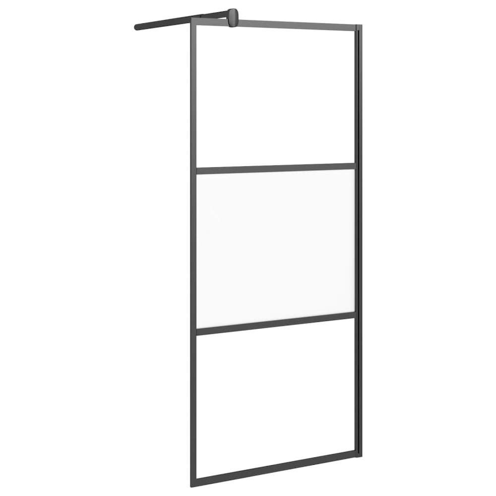 Walk-in Shower Wall 35.4"x76.8" Half Frosted ESG Glass Black. Picture 2