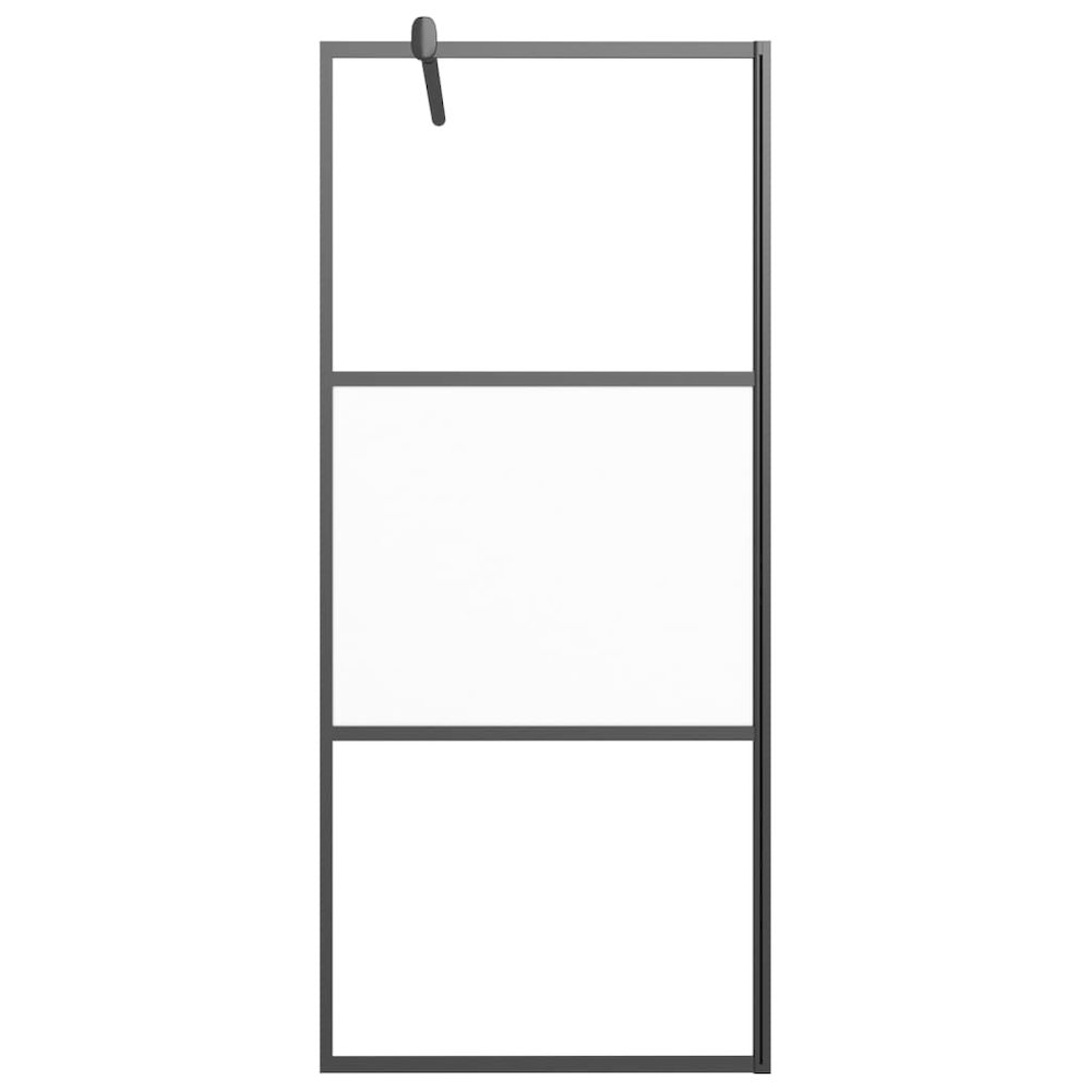 Walk-in Shower Wall 35.4"x76.8" Half Frosted ESG Glass Black. Picture 3
