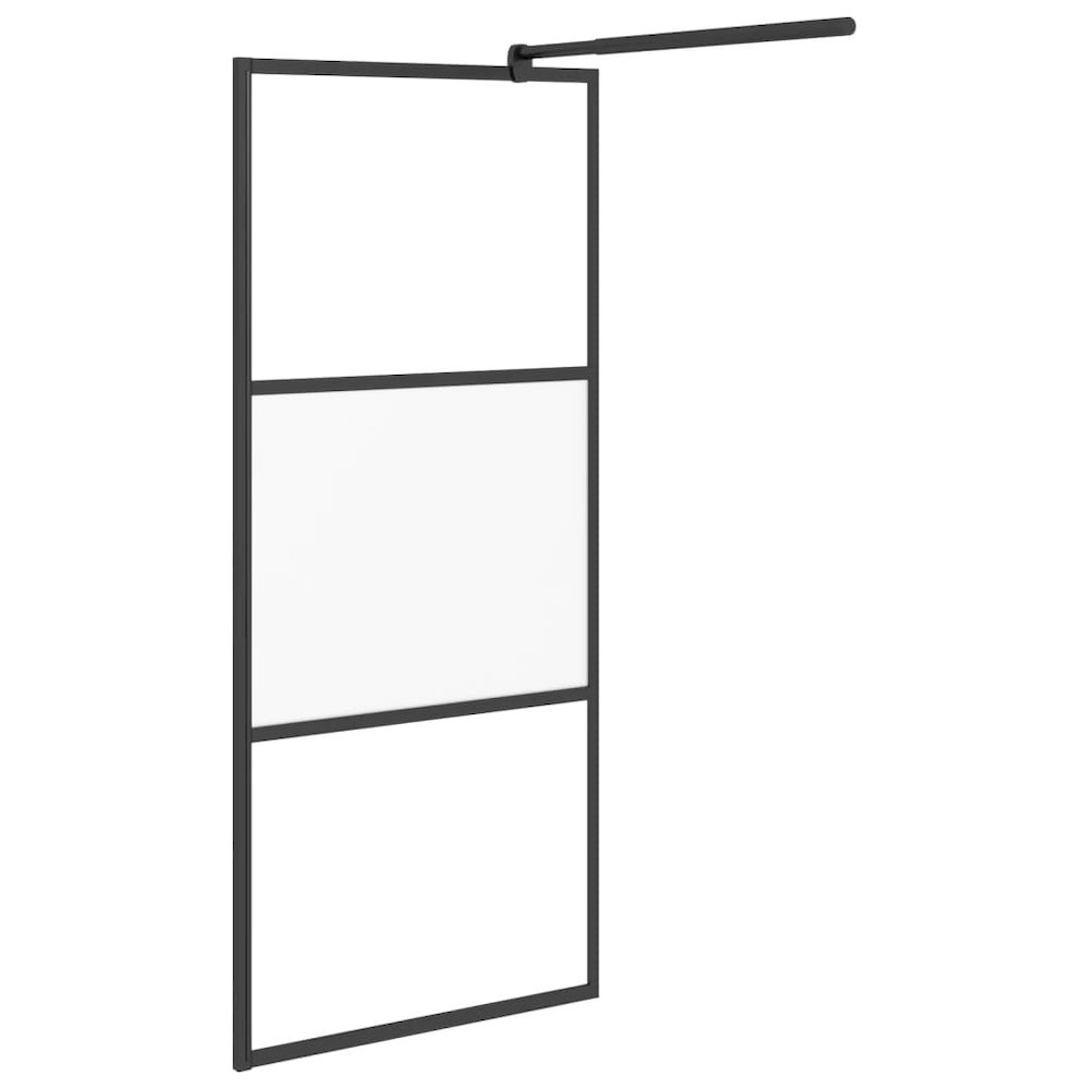 Walk-in Shower Wall 35.4"x76.8" Half Frosted ESG Glass Black. Picture 4
