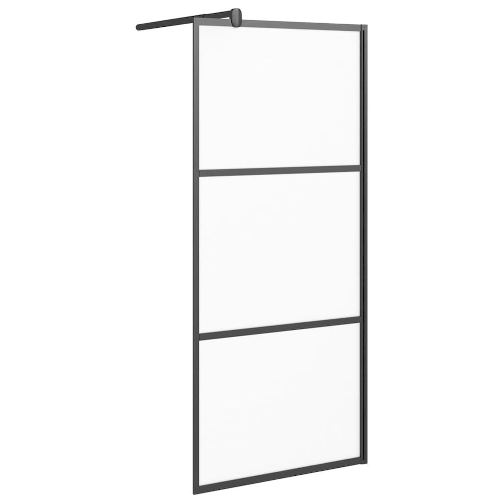 Walk-in Shower Wall 35.4"x76.8" Frosted ESG Glass Black. Picture 2