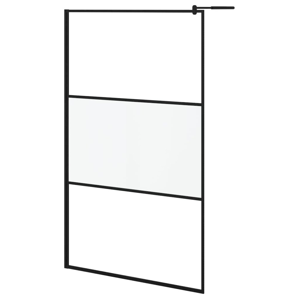 Walk-in Shower Wall 45.3"x76.8" Frosted ESG Glass Black. Picture 2