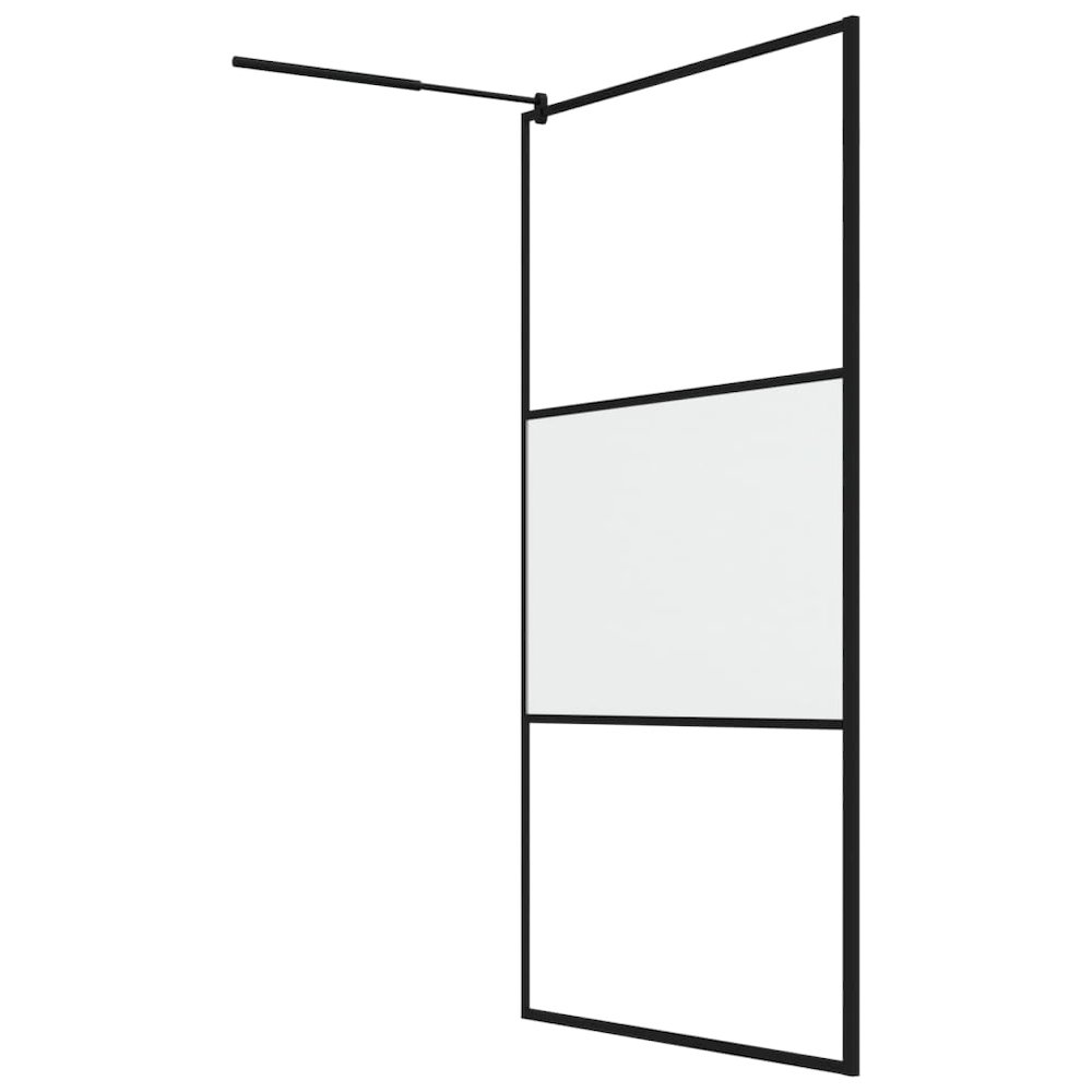 Walk-in Shower Wall 45.3"x76.8" Frosted ESG Glass Black. Picture 5