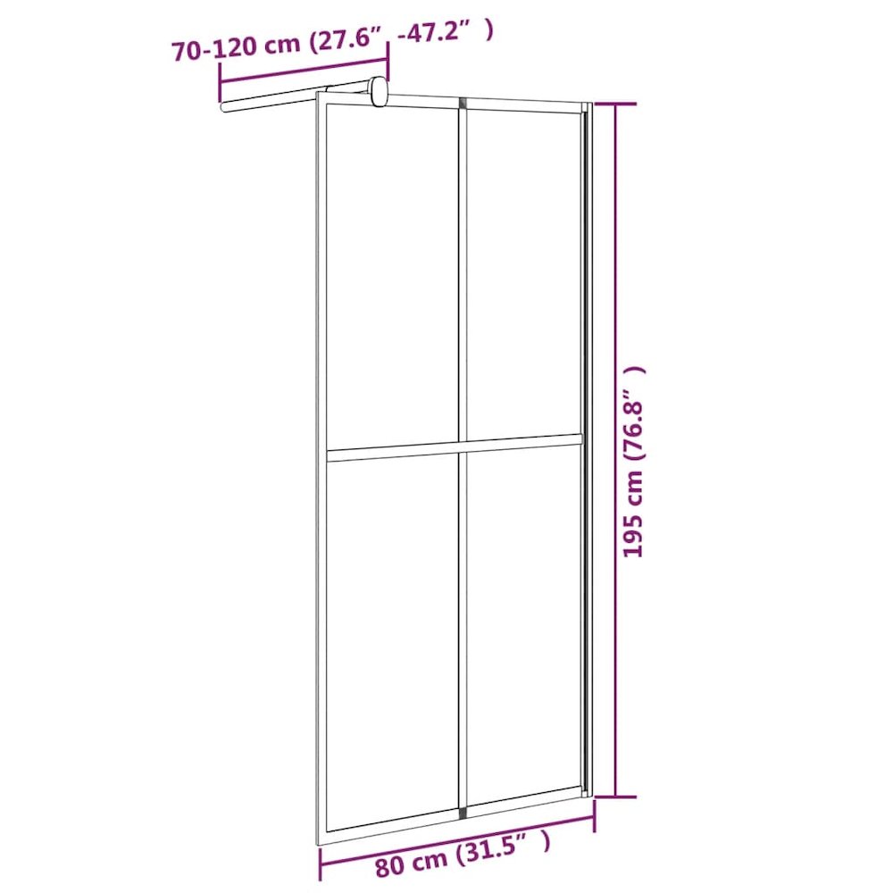 Walk-in Shower Screen 31.5"x76.8" Dark Tempered Glass. Picture 7