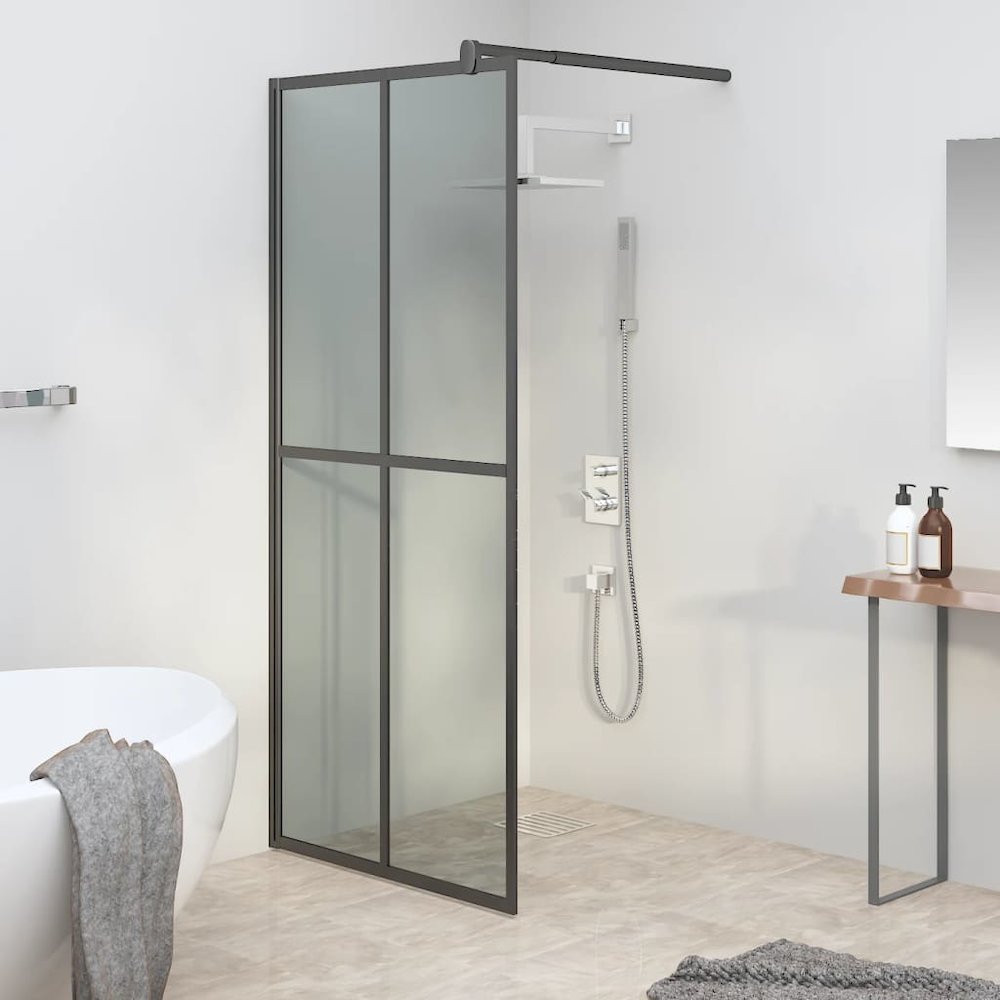 Walk-in Shower Screen 31.5"x76.8" Dark Tempered Glass. Picture 1