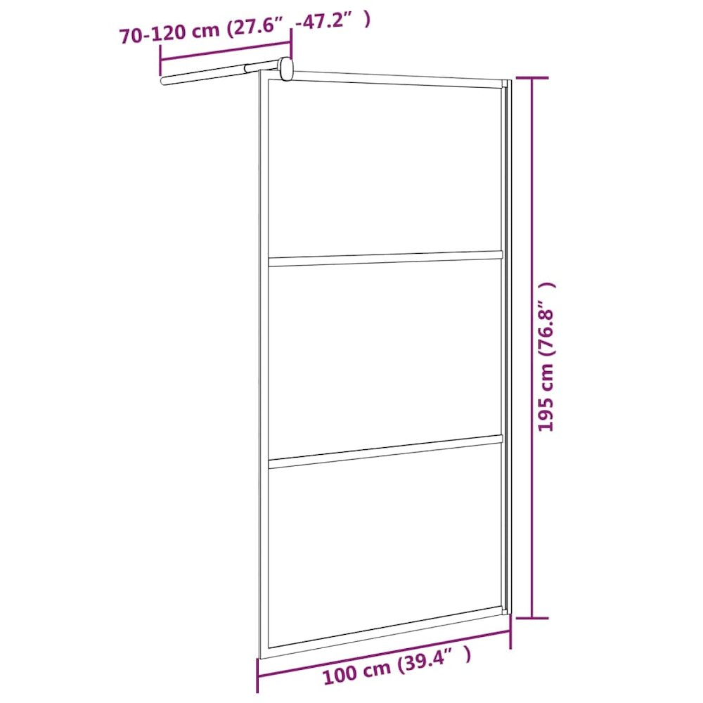 Walk-in Shower Wall 39.4"x76.8" Dark ESG Glass Black. Picture 7
