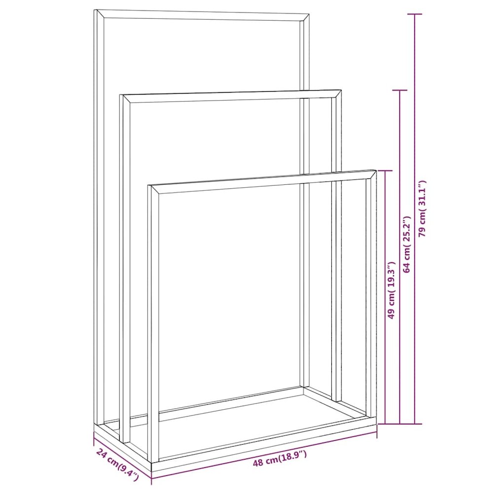 Towel Rack Gold Iron 18.9 x 9.4 x 31.1 in Towel Rack. Picture 7