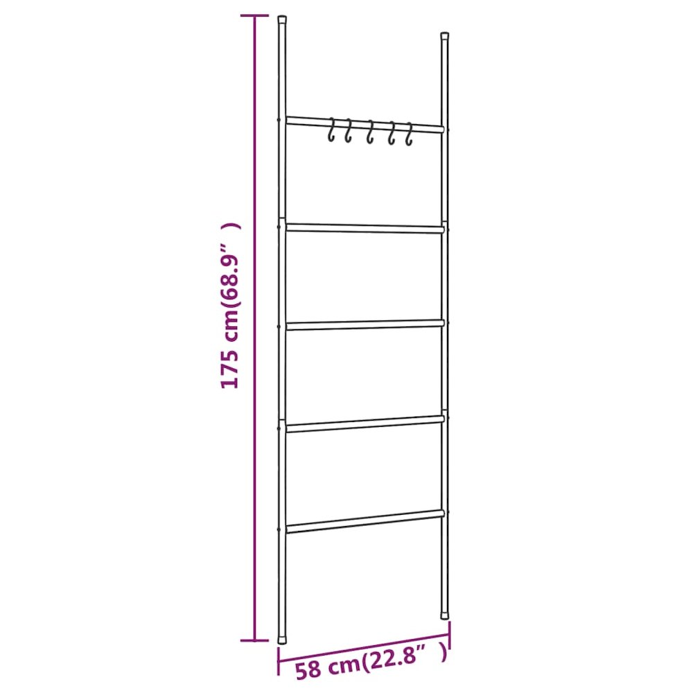 Towel Rack Black Iron Hooks Towel Rack Rectangular Modern. Picture 6