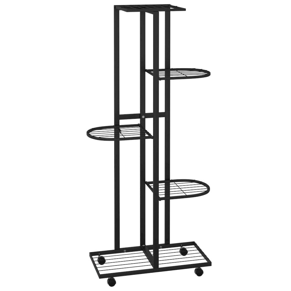 Flower Stand Black Powder-coated iron Tall Rollable. Picture 2