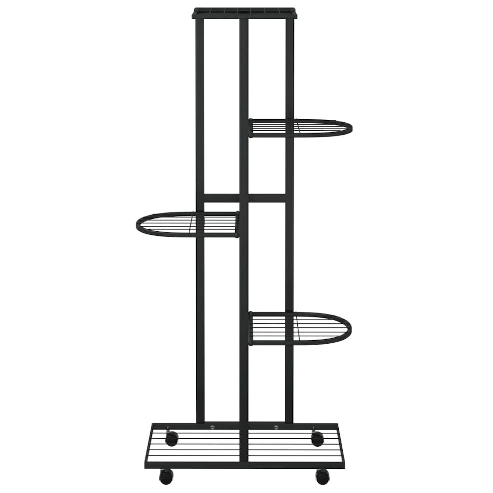 Flower Stand Black Powder-coated iron Tall Rollable. Picture 3