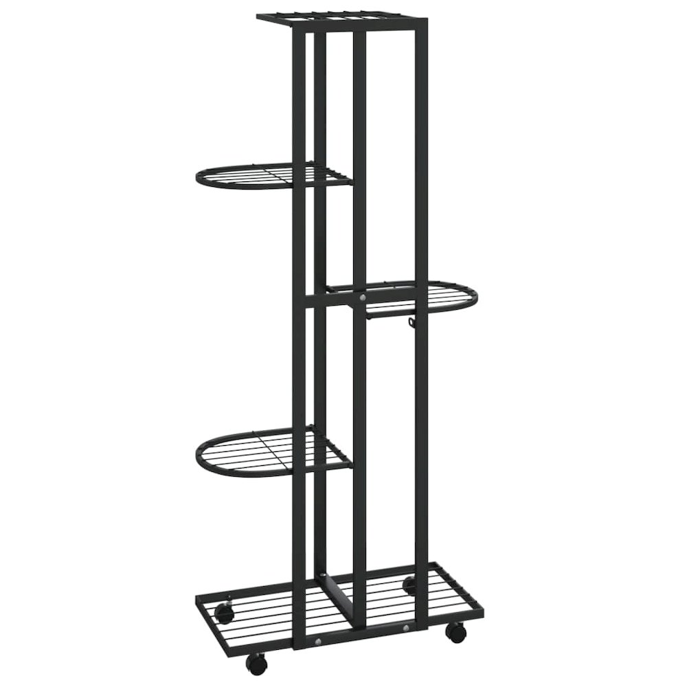 Flower Stand Black Powder-coated iron Tall Rollable. Picture 5