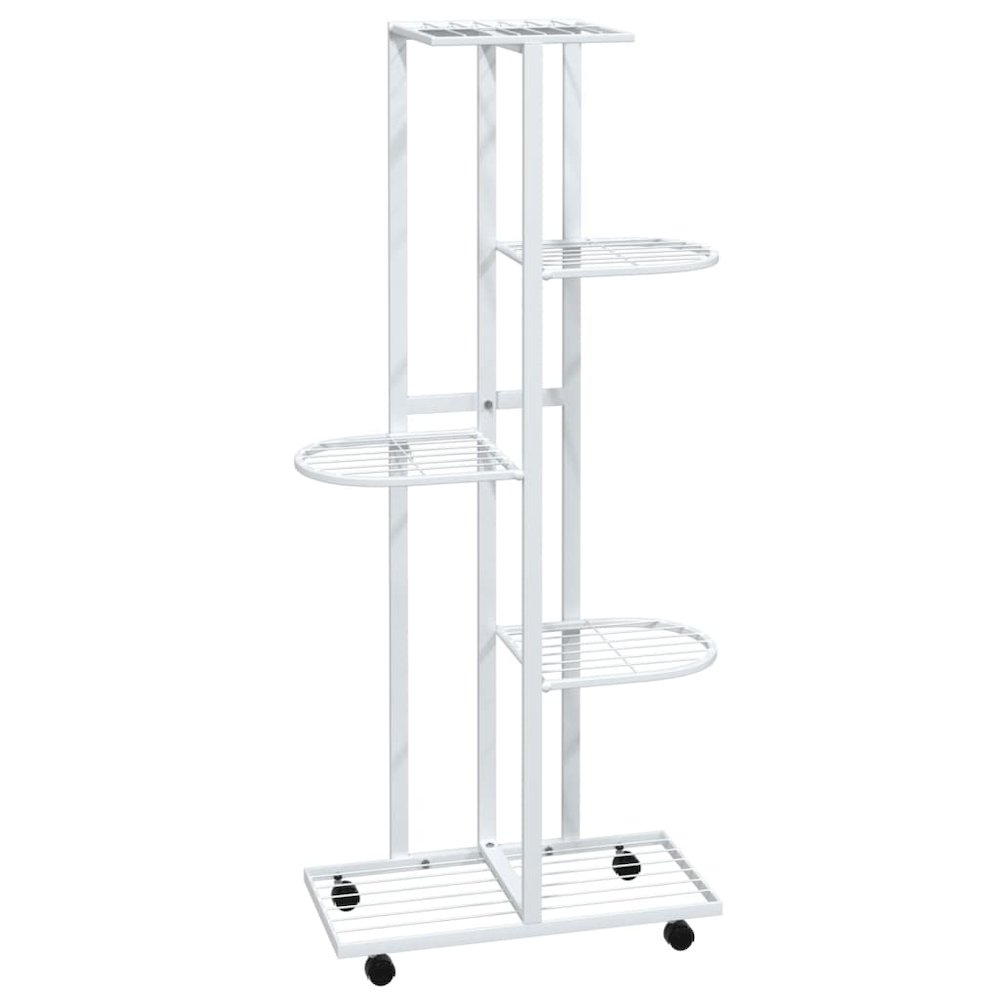Flower Stand White Iron Tall Rollable Flower Stand. Picture 2
