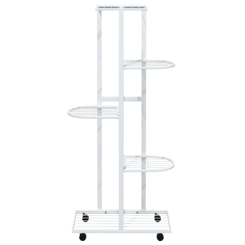 Flower Stand White Iron Tall Rollable Flower Stand. Picture 3