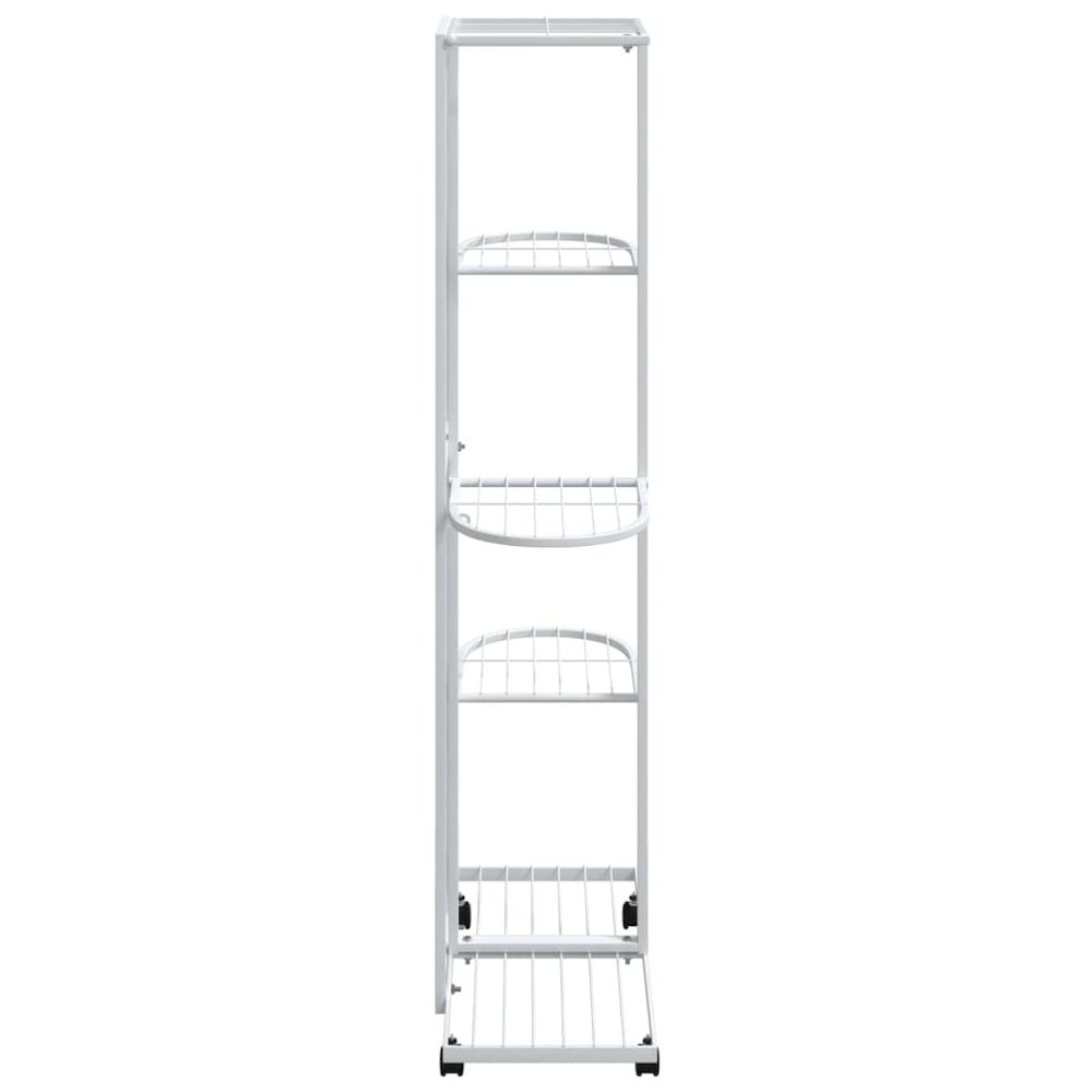 Flower Stand White Iron Tall Rollable Flower Stand. Picture 4
