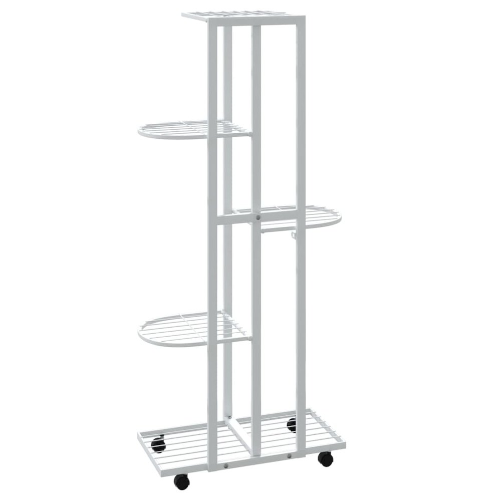 Flower Stand White Iron Tall Rollable Flower Stand. Picture 5